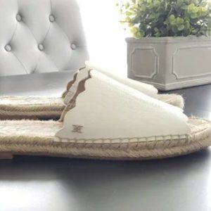 Sam Edelman Womens Andy White leather open toe slip on slides 9
